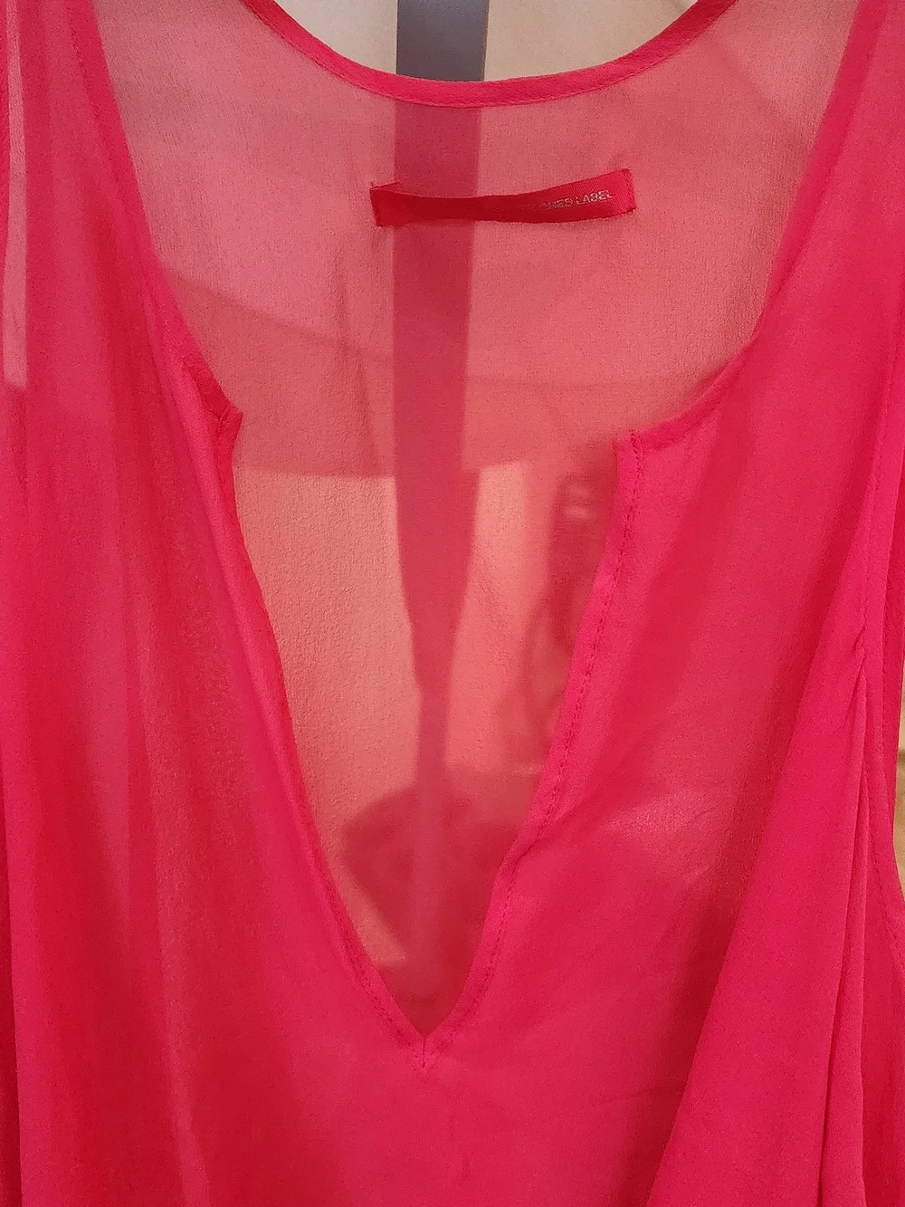 Y's by Yohji Yamamoto Red Sheer Asymmetric Swim Coverup Size S/M - Picture 4 of 11
